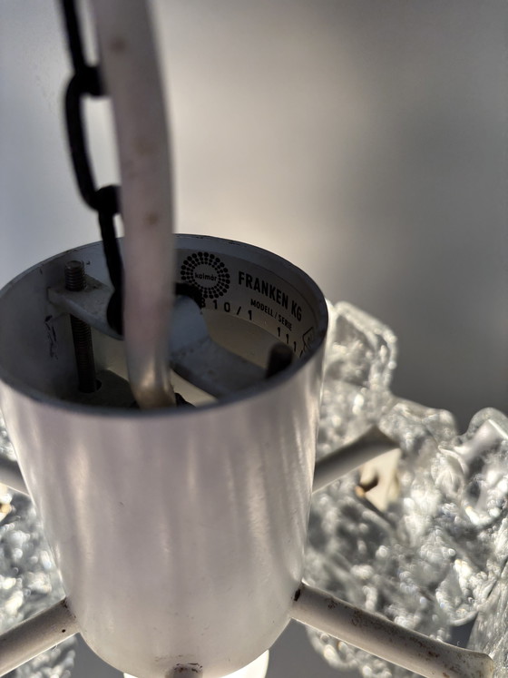 Image 1 of Ijsglas hanglamp van Kalmar Franken, geproduceerd in Oostenrijk gedurende de jaren 60