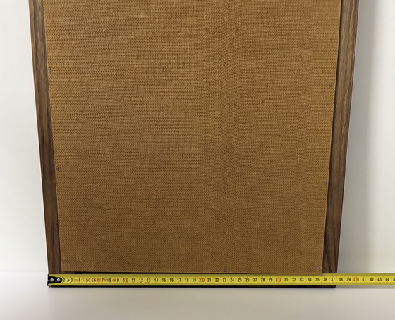 Image 1 of Miroir mural vintage en bois brun foncé de style scandinave Japandi