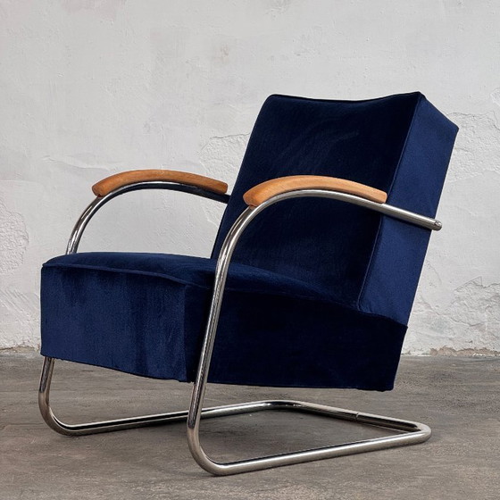 Image 1 of Pair of Tubular Steel Bauhaus Chairs by Anton Lorenz for Mucke Melder, 1930