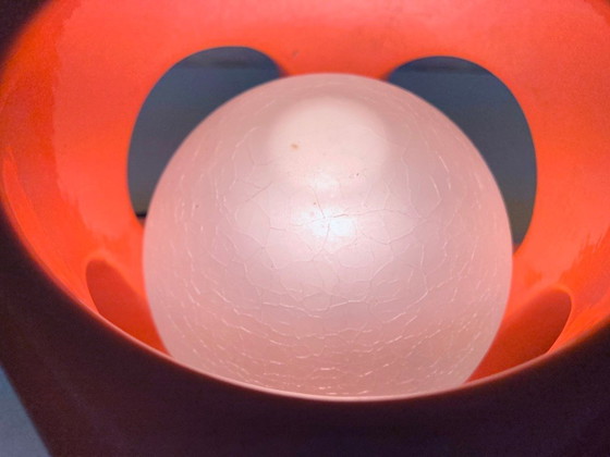 Image 1 of Lampada da tavolo in ceramica arancione a forma di cubo, design Space Age, anni '70