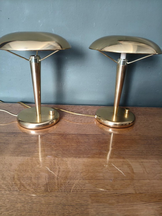 Image 1 of Pair of Postmodern Table Lamps | Holtkötter Germany  Vintage Mid-Century Modern | Designer Bedside Lamps
