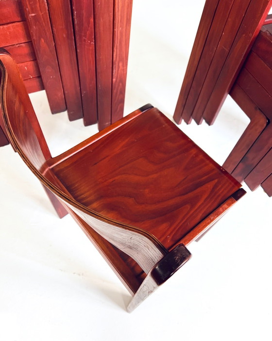 Image 1 of 10x Vintage Plywood Stapelstoel ‘60