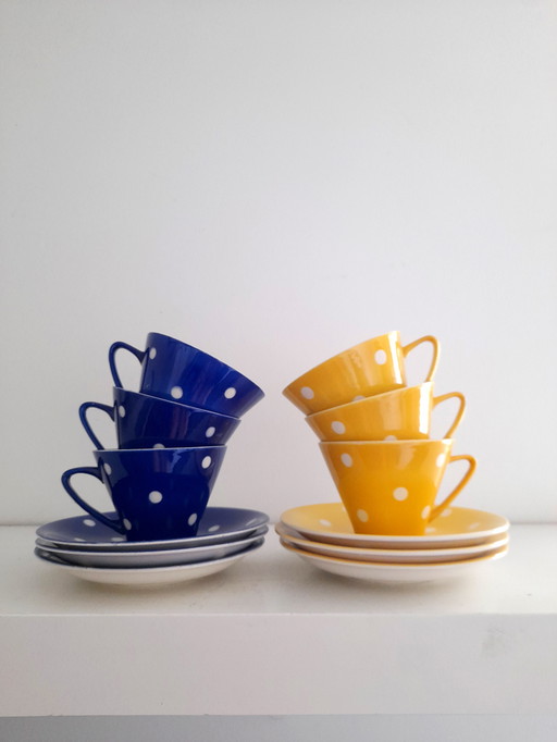 Set of 6 Boch 60s cups and saucers