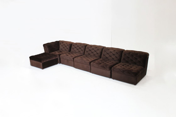 Image 1 of Vintage modular elements sofa velour brown 1970s