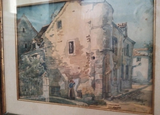 Watercolor by Stanley Inchbold, Chaumont (Haute-Marne), 1918 – Paintings & Drawings, Glass, Paper (photo 10 of 11)