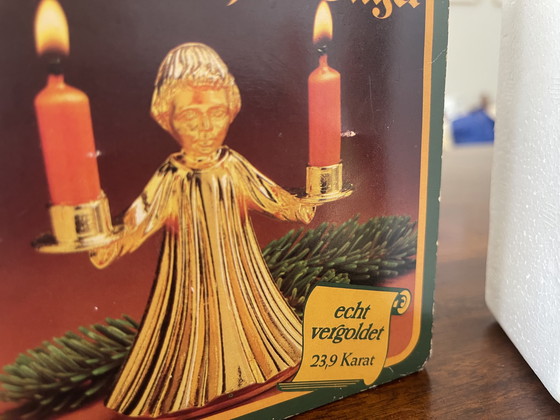 Image 1 of Kleiner Engel Kerzenständer vergoldet Gold