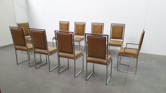 Willy Rizzo Vintage SQ Chair Set Hollywood Regency 70s Design Italy – Dining chairs, Skai (photo 3 of 16)