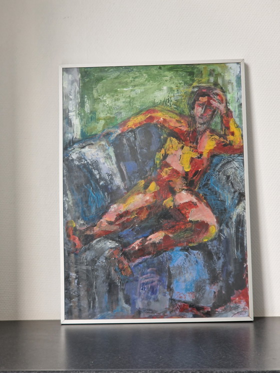 Image 1 of Peinture impressionniste encadrée - R. Vd Linden - 72 x 52 cm