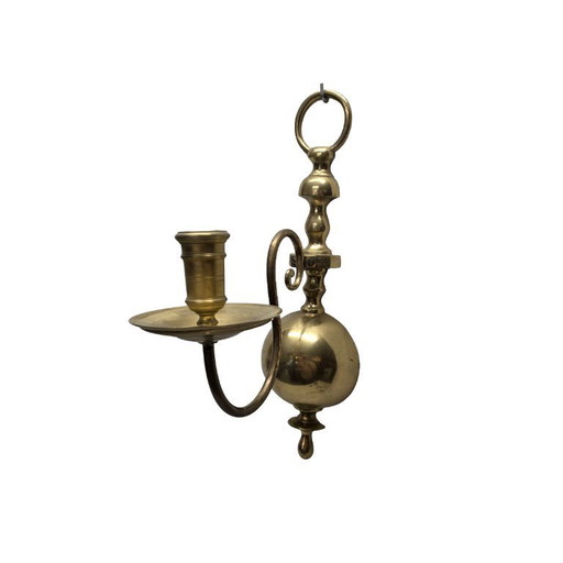Antique Dutch brass wall sconce, 19th century