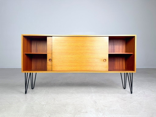 Original Midcentury Sideboard Nussbaum Vintage Hairpin Kommode