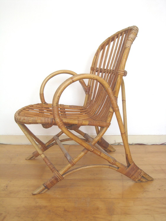 Image 1 of Midcentury vintaghe rattan armchair