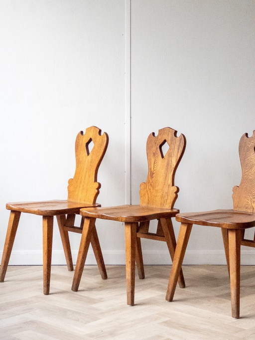 Comfortable brutalistische eiken stoelen