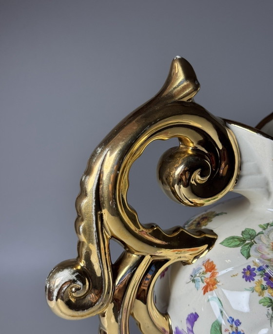 Image 1 of Boch Frères La Louvière Keralux Kruikvaas “Fleurs de Saxe” — België, Late Art Deco Periode