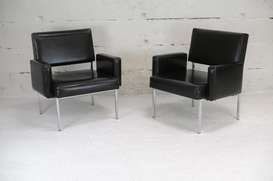 Image 1 of 2x Armchairs with stainless steel legs