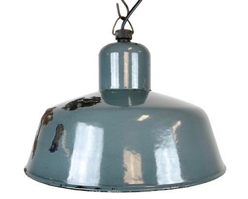 Industriële hanglamp van Siemens met grijze emaille afwerking, jaren 50.