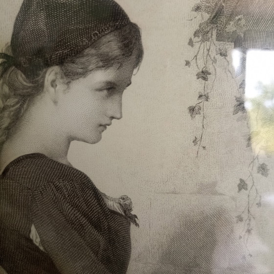 Schitterend Paar Antieke Gravures (19e Eeuw) – Ophelia & Marguerite – Bertrand & Deblois (photo 5 of 6)