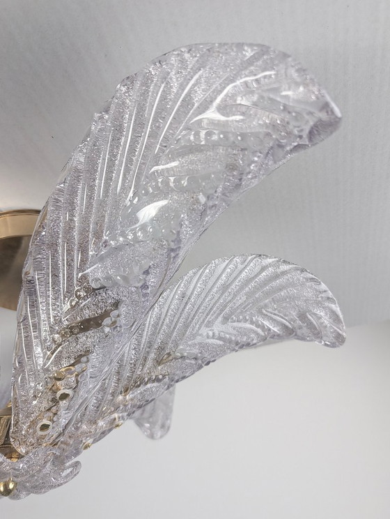 Grande lampadario a forma di foglia di palma in vetro di Murano Mazzega, stile Art Déco, Italia, anni '60. (photo 3 of 10)