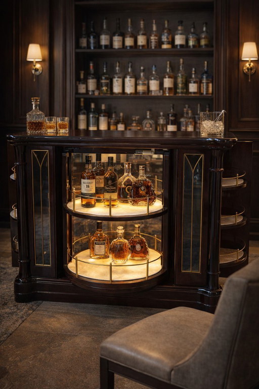 Zeldzame jaren '70 "MASTRO CAPPELLINI" mahoniehouten draaibare barkast