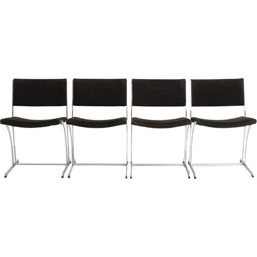 Set of 4 vintage chrome chairs by Richard Young, 1970s