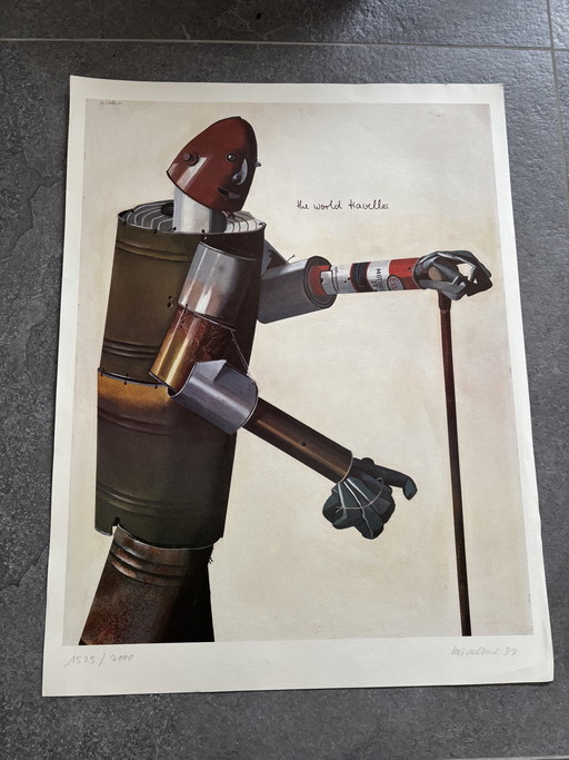 Lithografie „Der Weltreisende“ von Karl Heidelbach, 1987