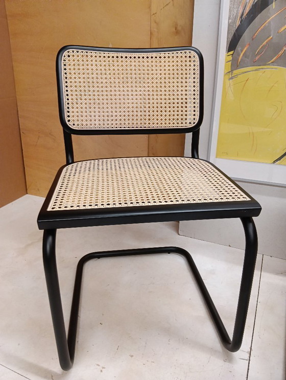 Image 1 of ALIVARMVSEVM 104. SET of 2 CESCA B32 Chairs (NEW) in Black Frame Limited Edition 