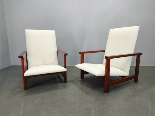 Pair of Mid-Century Pine Lounge Chairs, Czechoslovakia 1970s