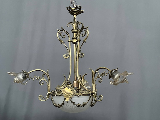Lustre de style Louis XV. Bronze massif, cristal. – Crystal (photo 13 of 14)