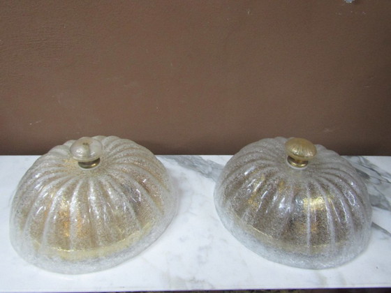 Image 1 of pair of Murano glass ceiling lights