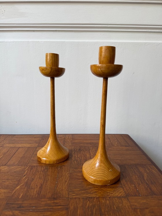 Image 1 of Coppia di portacandele in legno