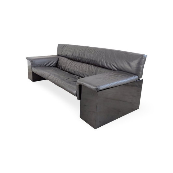 Knoll Brigadier Dreisitzer Leder schwarz Cini Boeri Hochlehner – 3-5 Sitzer Sofas, Wood, Leather (photo 4 of 12)