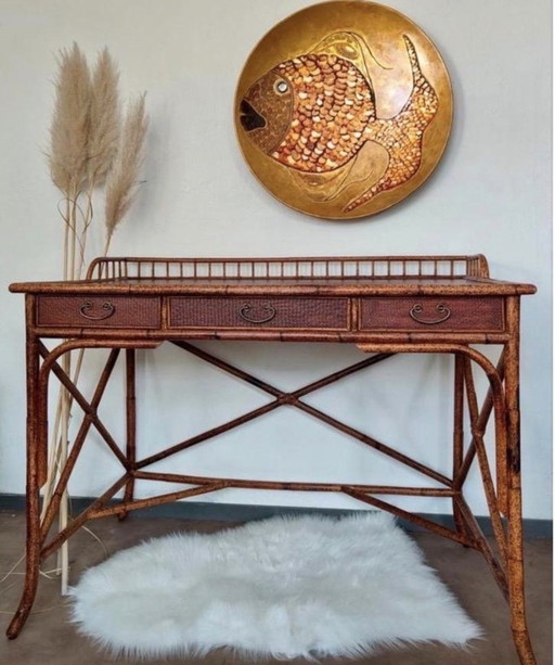 Hamilton rotan bureau, bureau in Regency-stijl met imitatie bamboe.