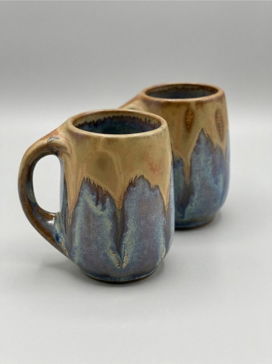 Image 1 of Denbac likeurset van geglazuurd aardewerk, gesigneerd – Frankrijk, jaren 1950-1960