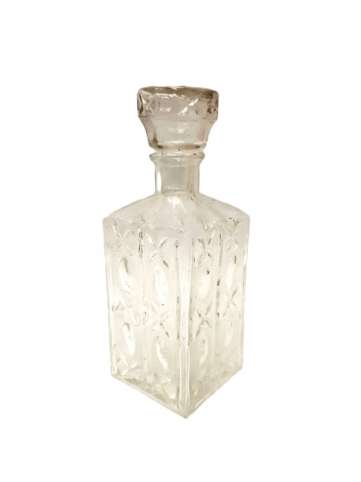 Decanter in vetro decorato vintage con tappo