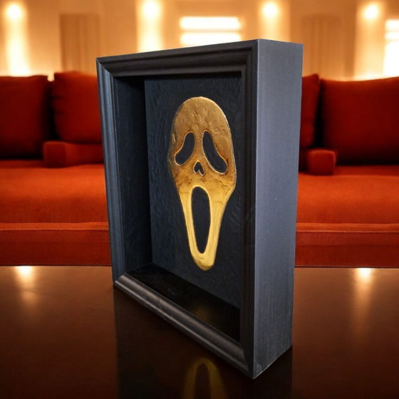 Image 1 of Masque Scream en or 23 carats, cadre doré, édition limitée années 80