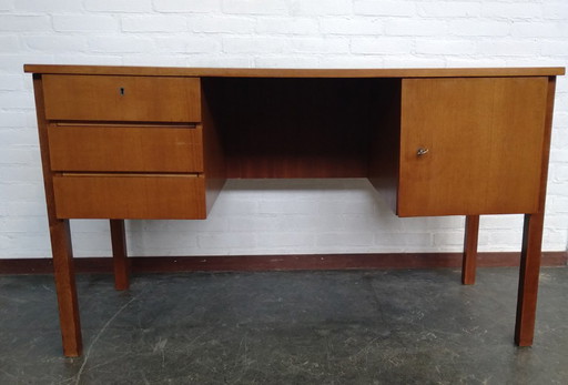 vintage desk with 3 drawers and 1 cupboard