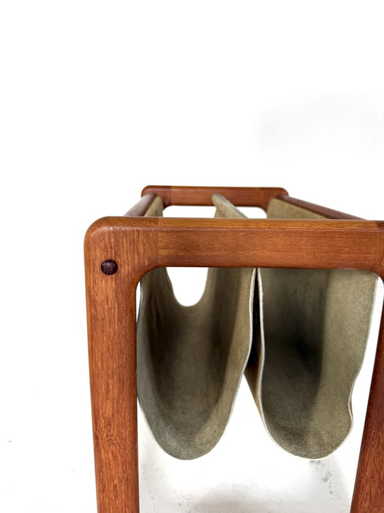 Vintage Teak Magazine Rack, Vildbjerg Møbelfabrik ‘60 – Wood, Leather (photo 5 of 7)