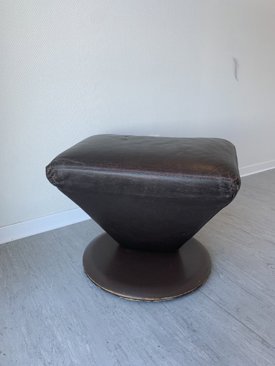 Image 1 of Repose-pieds/pouf en cuir Leolux – original avec étiquette et numéro de série