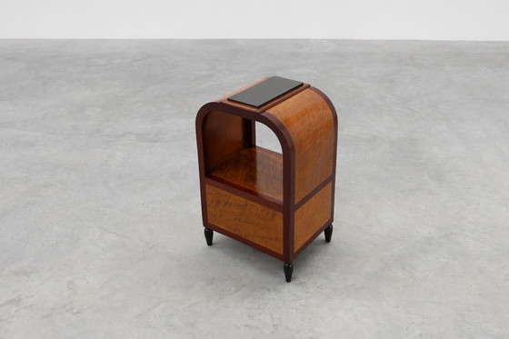 Image 1 of Tavolino Art Déco ad arco con contenitore e piano in marmo nero, Francia, 1920 ca. 1920
