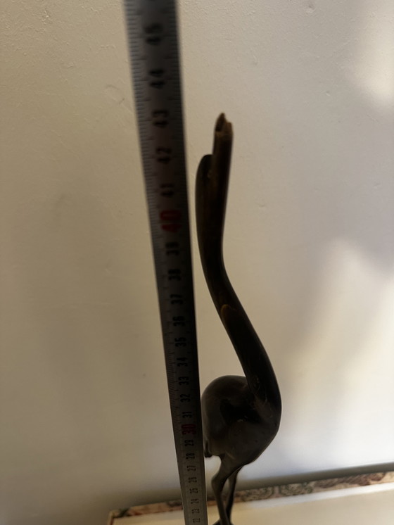 Image 1 of Grand Oiseau en Bois Noir Sculpté- Période Art-Deco H 43 cm