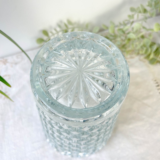 Image 1 of Vintage Glass Vase Geometric Pattern by Glasswork, Novy Bor, 1960s