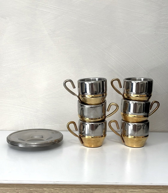 Image 1 of Set di 6 tazze da espresso in acciaio inox, Italia anni '70