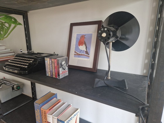 Image 1 of Vintage steel Art Deco wall unit with slate shelves