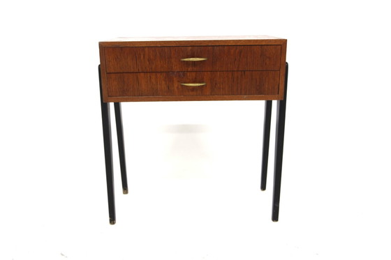 Cassettiera scandinava in teak di Aktiebolaget Gustaf Lundgren, Sweden, 1950, Cassettiere, Metallo (foto 2 di 7)