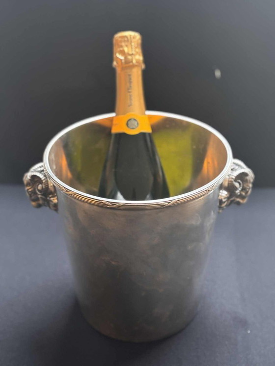 Image 1 of Secchiello per champagne Christofle d'epoca: manici a testa di montone placcati in argento Art Déco francese