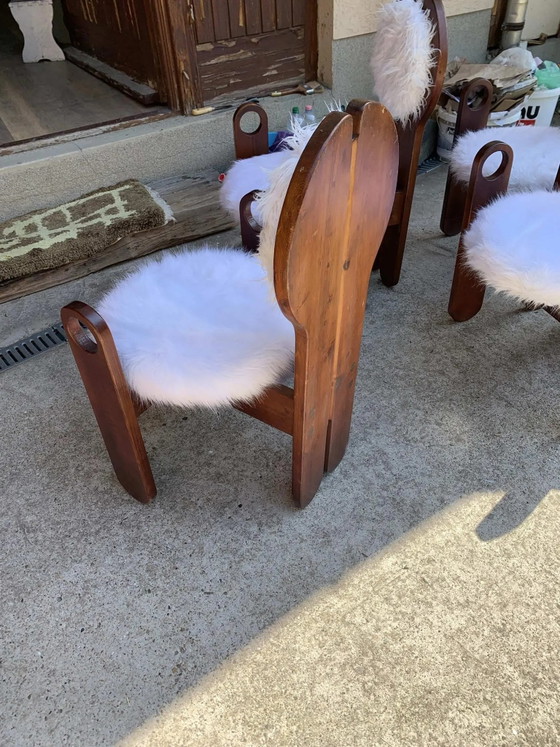 Vintage Dining Chair by Szedleczky, 1970s set of 4, Brown, Mid Century Modern (photo 6 of 9)