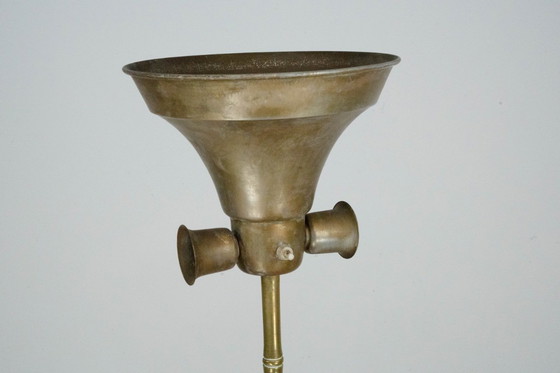 Image 1 of Mid-Century Italian Solid Brass Faux Bamboo Floor Lamp, 1960s