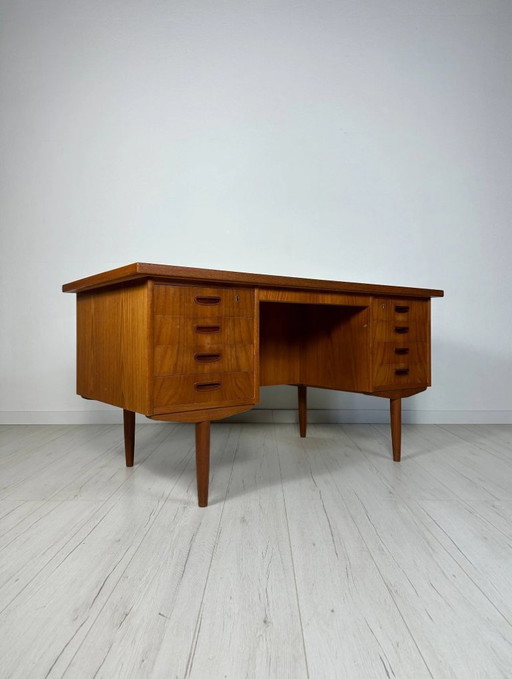 Vintage Danish Teak Writing Desk, Minimalist Mid-Century Modern Design, 1960s