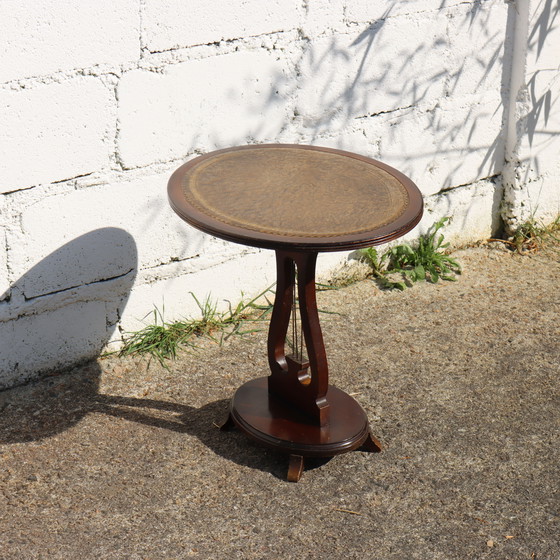 Image 1 of Consolle francese vintage in legno - Tavolino in pelle goffrata - Stile Napoleone III. - 60s