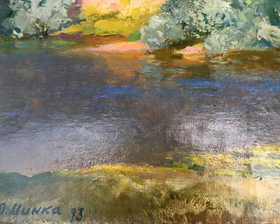 Image 1 of Originales Vintage-Ölgemälde: Ländliche Landschaft, Naturlandschaft