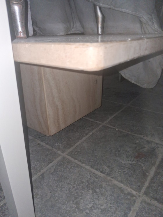 Image 1 of Mesa de centro monumental XL de travertino (80 x 160 cm), grosor de la tapa: 3 cm. Estilo Fratelli Mannelli.
